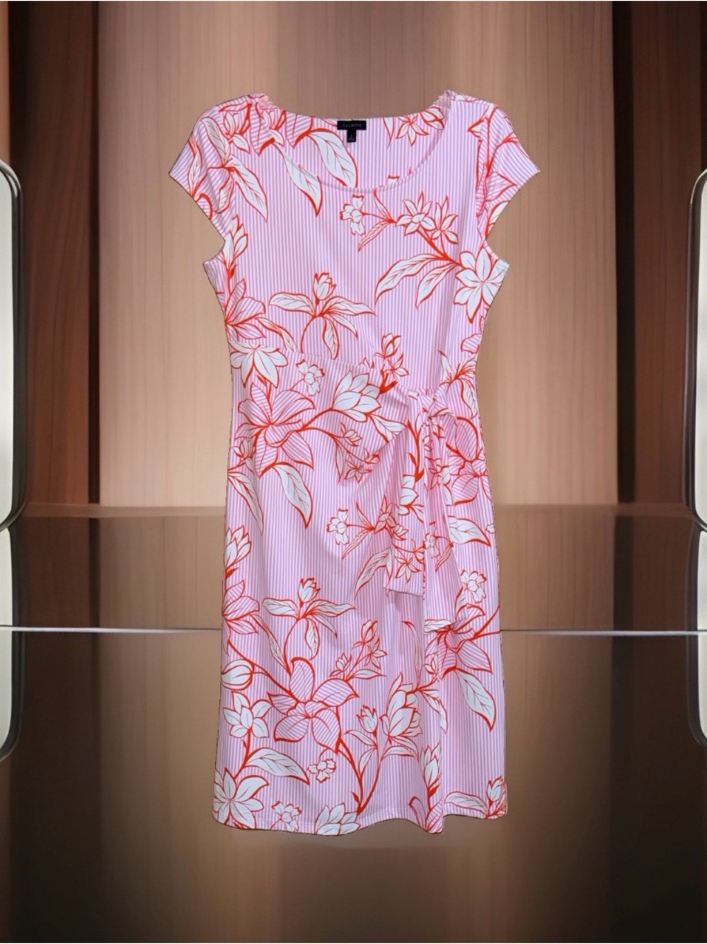 Talbots Pink and Red Floral Midi Dress
